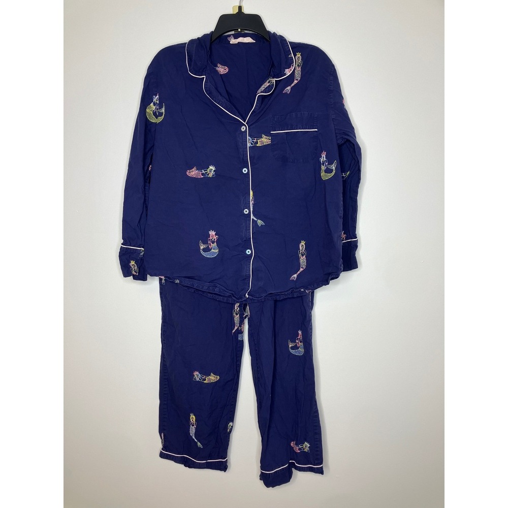 Anthropologie Brand print fresh mermaid embroidered pajama set women's medium